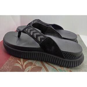 KuaiLu Womens Sz 9 Fashion Orthotic Flip Flops Athletic Thick Cushioned Black